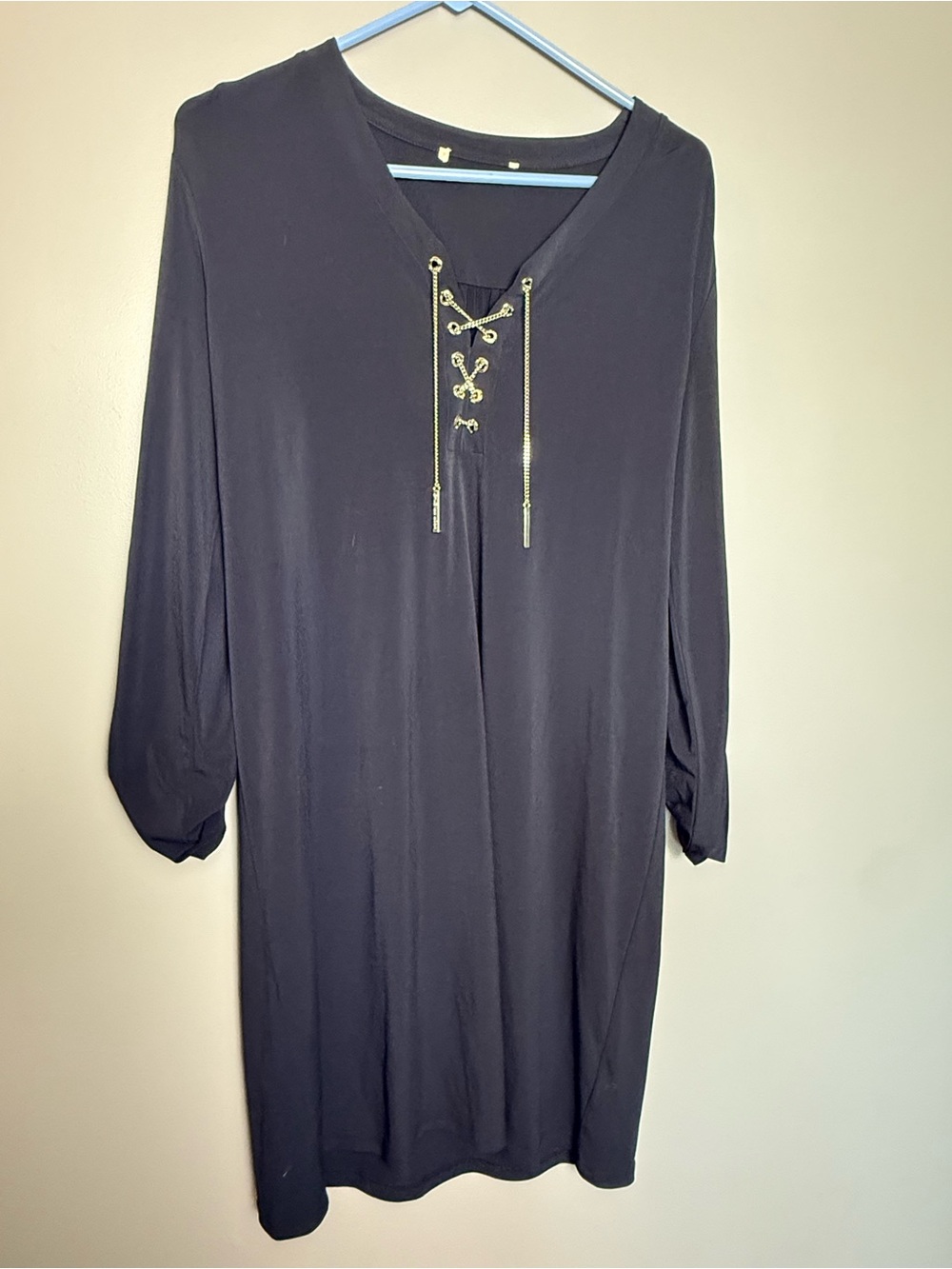 MICHAEL Michael Kors Blue Chain Lace-Up Dress Womens Sz L